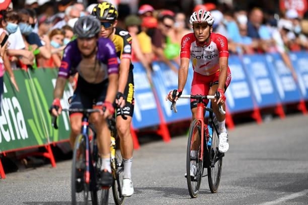José Herrada Lopez of Spain and Team Cofidis crosses the finishing line during the 76th Tour of Spain 2021, Stage 10 a 189km stage from Roquetas de...