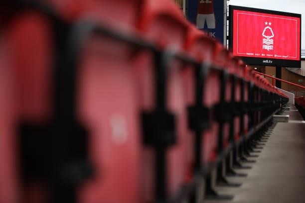 General view of an LED board inside the stadium prior to the Carabao Cup Second Round match between Nottingham Forest and Wolverhampton Wanderers at...