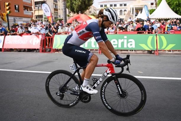 Kiel Reijnen of United States and Team Trek - Segafredo crosses the finishing line during the 76th Tour of Spain 2021, Stage 10 a 189km stage from...