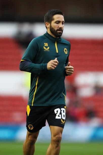 Joao Moutinho of Wolverhampton Wanderers warms up prior to the Carabao Cup Second Round match between Nottingham Forest and Wolverhampton Wanderers...