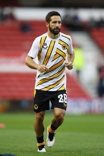 Joao Moutinho of Wolverhampton Wanderers warms up prior to the Carabao Cup Second Round match between Nottingham Forest and Wolverhampton Wanderers...