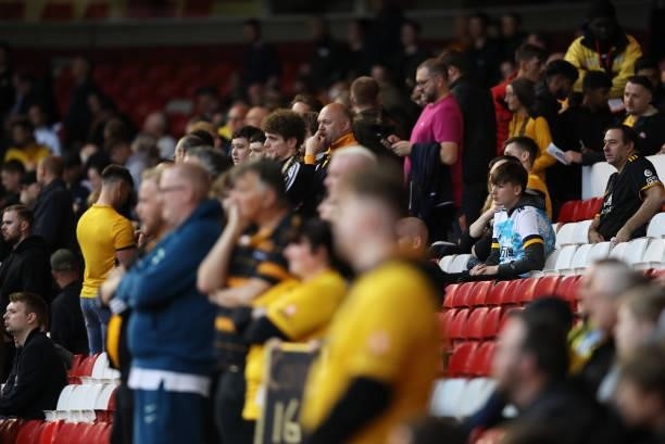 Wolverhampton Wanderers fans look on prior to the Carabao Cup Second Round match between Nottingham Forest and Wolverhampton Wanderers at City Ground...