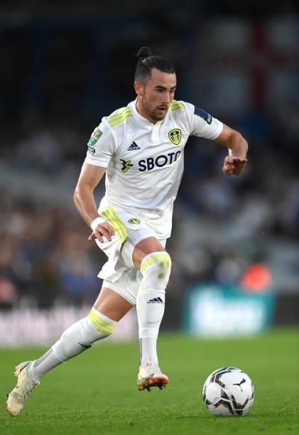 Leeds player Jack Harrison in action during the Carabao Cup Second Round match between Leeds United and Crewe Alexandra at Elland Road on August 24,...
