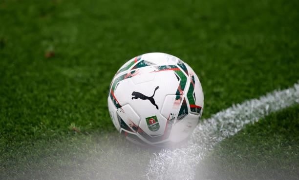 General view of a match ball during the Carabao Cup second round match between Watford and Crystal Palace at Vicarage Road Stadium on August 24, 2021...