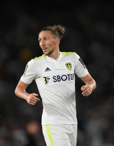 Leeds player Luke Ayling in action during the Carabao Cup Second Round match between Leeds United and Crewe Alexandra at Elland Road on August 24,...