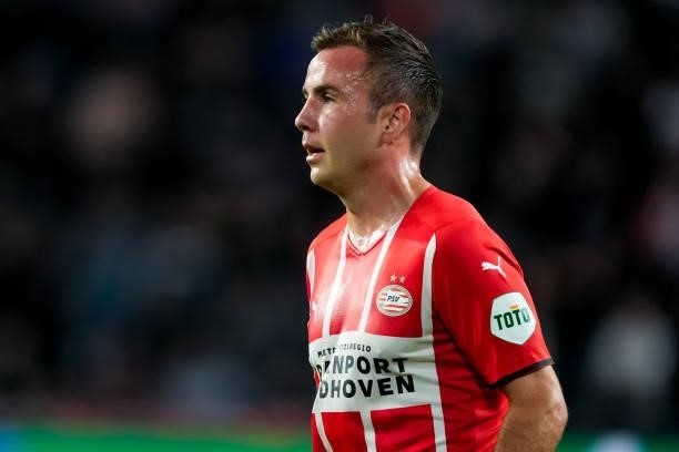 Mario Gotze of PSV during the UEFA Champions League Play-Offs Leg Two match between PSV and Benfica at Philips Stadion on August 24, 2021 in...