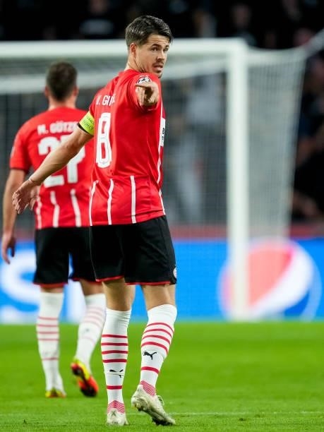 Marco van Ginkel of PSV during the UEFA Champions League Play-Offs Leg Two match between PSV and Benfica at Philips Stadion on August 24, 2021 in...