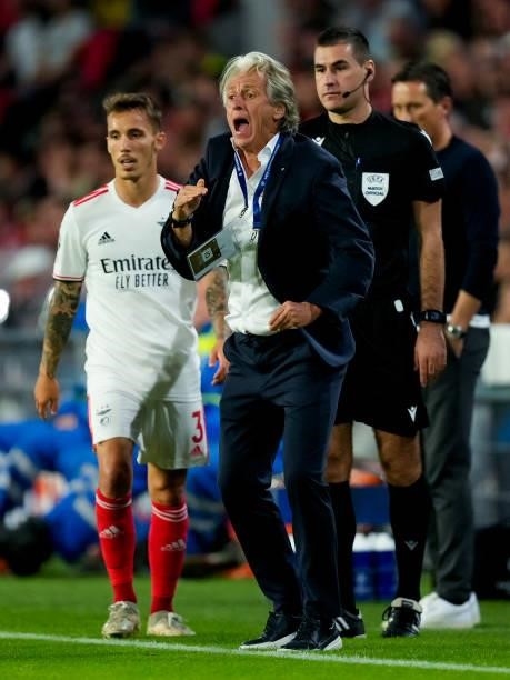 Jorge Jesus of Benfica during the UEFA Champions League Play-Offs Leg Two match between PSV and Benfica at Philips Stadion on August 24, 2021 in...
