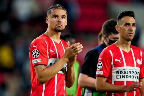 Armando Obispo of PSV applauds during the UEFA Champions League Play-Offs Leg Two match between PSV and Benfica at Philips Stadion on August 24, 2021...