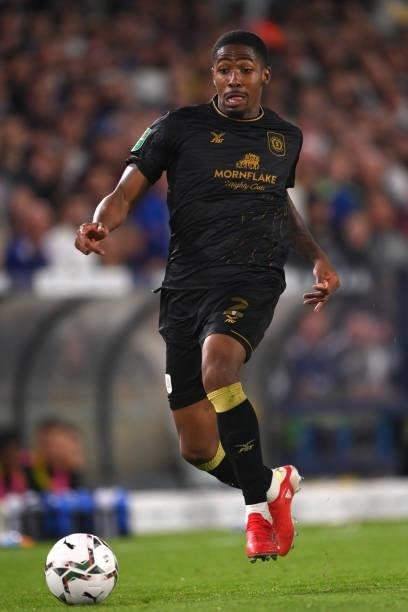 Crewe player Kayne Ramsey in action during the Carabao Cup Second Round match between Leeds United and Crewe Alexandra at Elland Road on August 24,...