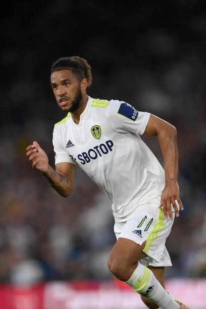 Leeds player Tyler Roberts in action during the Carabao Cup Second Round match between Leeds United and Crewe Alexandra at Elland Road on August 24,...