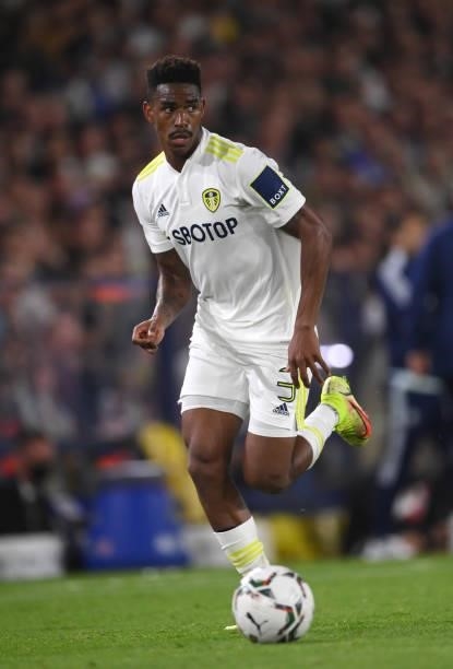 Leeds player Junior Firpo in action during the Carabao Cup Second Round match between Leeds United and Crewe Alexandra at Elland Road on August 24,...