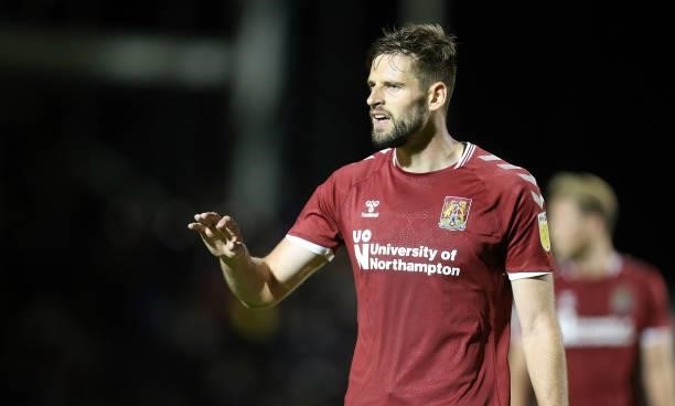 Jon Guthrie of Northampton Town in action during the Carabao Cup 2nd Round match between Northampton Town and AFC Wimbledon at Sixfields on August...
