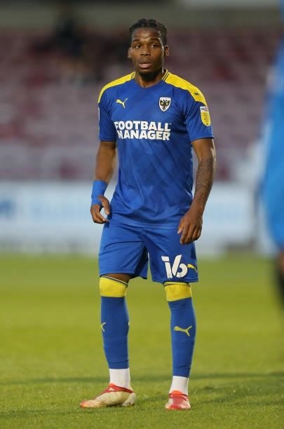 Dapa Mebude of AFC Wimbledon in action during the Carabao Cup 2nd Round match between Northampton Town and AFC Wimbledon at Sixfields on August 24,...