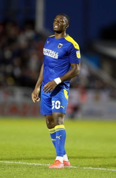 Paul Kalambayi of AFC Wimbledon in action during the Carabao Cup 2nd Round match between Northampton Town and AFC Wimbledon at Sixfields on August...