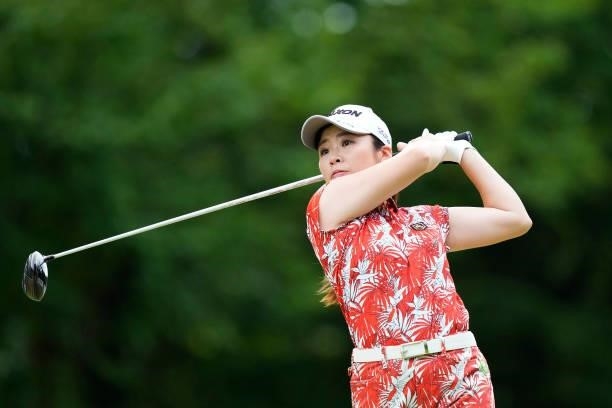 Kaori Makitani of Japan hits her tee shot on the first hole during the first round of the San-In Goen Musubi Ladies at Daisenheigen Golf Club on...