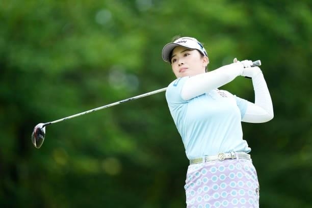Sayaka Tsuchida of Japan hits her tee shot on the first hole during the first round of the San-In Goen Musubi Ladies at Daisenheigen Golf Club on...