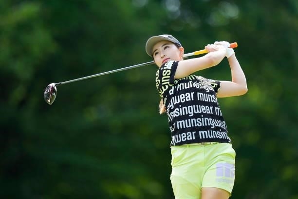Rieru Shibusawa of Japan hits her tee shot on the first hole during the first round of the San-In Goen Musubi Ladies at Daisenheigen Golf Club on...