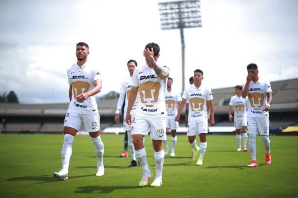 Players of Pumas during the 6th round match between Pumas UNAM and Puebla as part of the Torneo Grita Mexico A21 Liga MX at Olimpico Universitario...