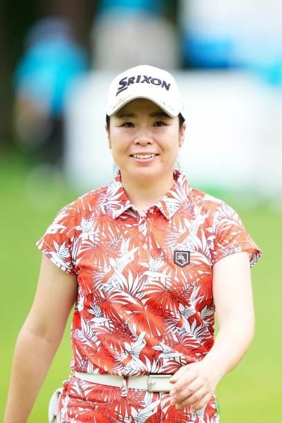 Kaori Makitani of Japan walks off the 18th hole during the first round of the San-In Goen Musubi Ladies at Daisenheigen Golf Club on August 25, 2021...