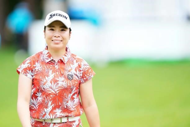 Kaori Makitani of Japan walks off the 18th hole during the first round of the San-In Goen Musubi Ladies at Daisenheigen Golf Club on August 25, 2021...