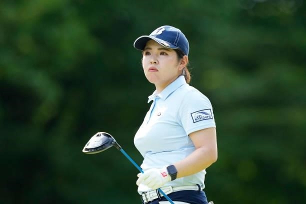 Yu Tajima of Japan hits her tee shot on the 1st hole during the first round of the San-In Goen Musubi Ladies at Daisenheigen Golf Club on August 25,...