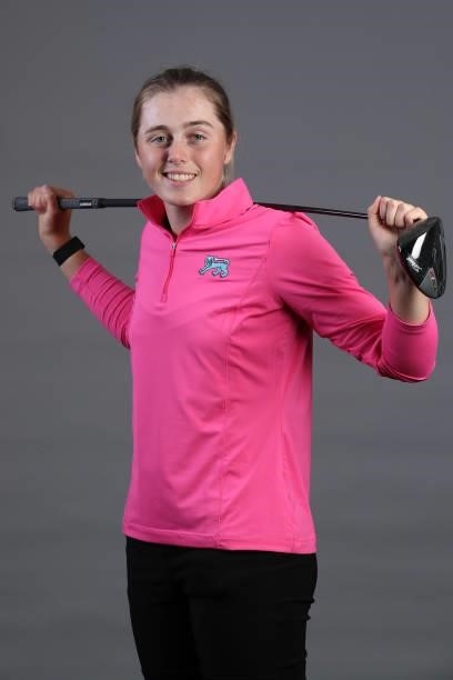 Hannah Darling of Team Great Britain and Ireland poses for a portrait ahead of The Curtis Cup at Conwy Golf Club on August 24, 2021 in Conwy, Wales.
