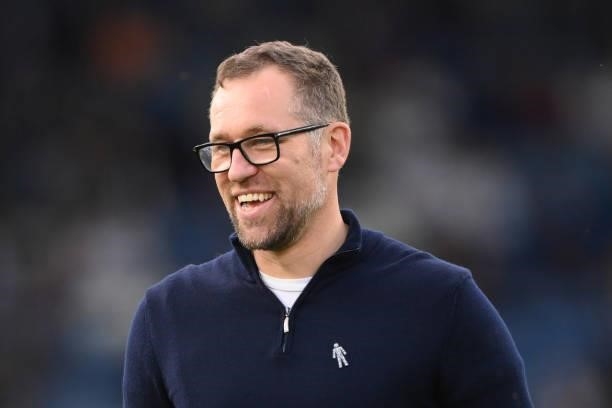 Crewe manager David Artell pictured smiling during the Carabao Cup Second Round match between Leeds United and Crewe Alexandra at Elland Road on...