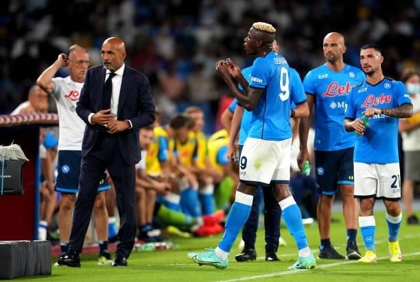 Victor Osimhen of SSC Napoli leaves the field after the red card ,during the Serie A match between SSC Napoli v Venezia FC at Stadio Diego Armando...