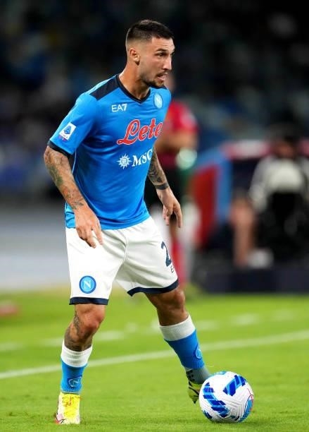 Matteo Politano of SSC Napoli in action ,during the Serie A match between SSC Napoli v Venezia FC at Stadio Diego Armando Maradona on August 22, 2021...
