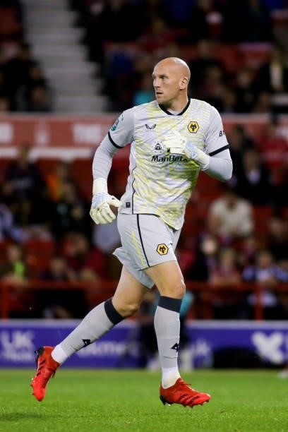 John Ruddy of Wolverhampton Wanderers in action during the Carabao Cup Second Round match between Nottingham Forest and Wolverhampton Wanderers at...