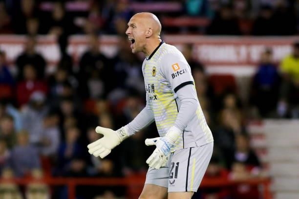 John Ruddy of Wolverhampton Wanderers in action during the Carabao Cup Second Round match between Nottingham Forest and Wolverhampton Wanderers at...