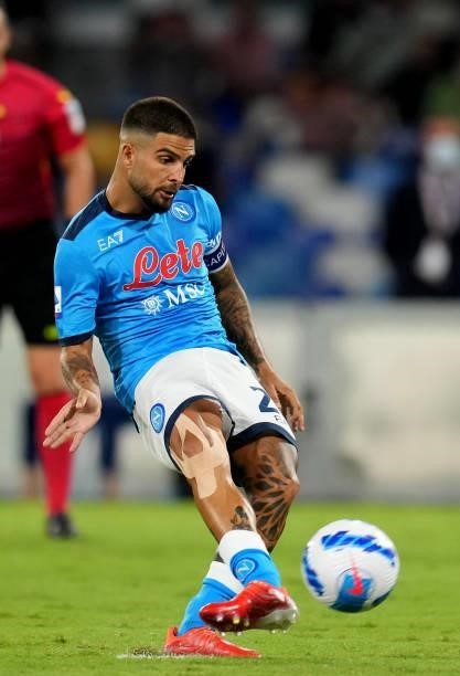 Lorenzo Insigne of SSC Napoli in action ,during the Serie A match between SSC Napoli v Venezia FC at Stadio Diego Armando Maradona on August 22, 2021...
