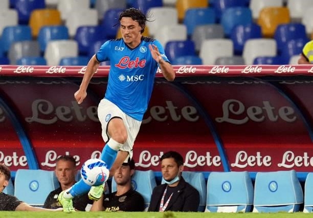 Elif Elmas of SSC Napoli in action ,during the Serie A match between SSC Napoli v Venezia FC at Stadio Diego Armando Maradona on August 22, 2021 in...