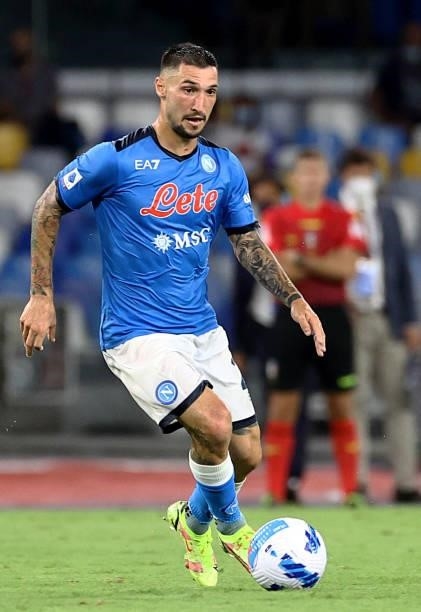 Matteo Politano of SSC Napoli in action ,during the Serie A match between SSC Napoli v Venezia FC at Stadio Diego Armando Maradona on August 22, 2021...