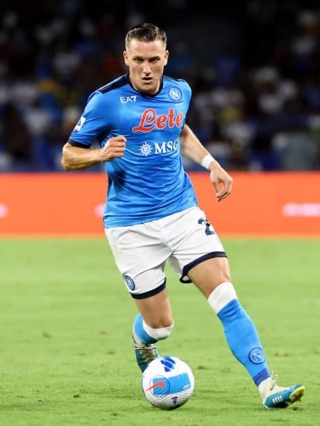 Piotr Zielinski of SSC Napoli in action ,during the Serie A match between SSC Napoli v Venezia FC at Stadio Diego Armando Maradona on August 22, 2021...