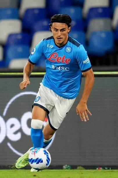Elif Elmas of SSC Napoli in action ,during the Serie A match between SSC Napoli v Venezia FC at Stadio Diego Armando Maradona on August 22, 2021 in...