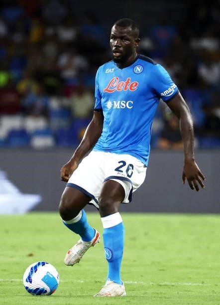 Kalidou Koulibally of SSC Napoli in action ,during the Serie A match between SSC Napoli v Venezia FC at Stadio Diego Armando Maradona on August 22,...