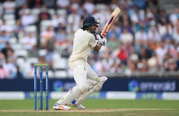 England batsman Haseeb Hameed cuts a ball to the boundary during day one of the Third Test Match between England and India at Emerald Headingley...