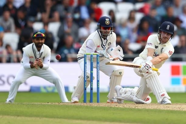 RisRavindra Jadeja during day one of the Third Test Match between England and India at Emerald Headingley Stadium on August 25, 2021 in Leeds,...