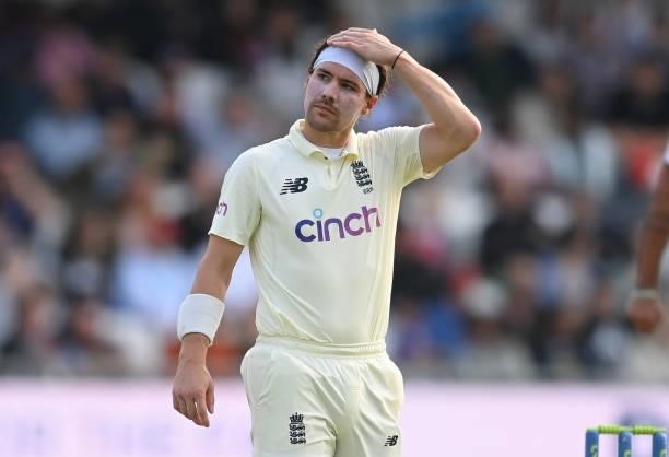 Rory Burns of England looks on during the 3rd LV= Test Match between England and India at Emerald Headingley Stadium on August 25, 2021 in Leeds,...