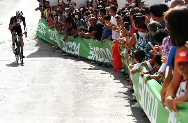 Lucas Hamilton of Australia and Team BikeExchange passing through Valdepeñas de Jaén Village while fans cheer during the 76th Tour of Spain 2021,...