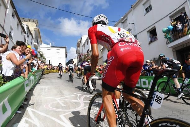 José Herrada Lopez of Spain and Team Cofidis passing through Valdepeñas de Jaén Village while fans cheer during the 76th Tour of Spain 2021, Stage 11...