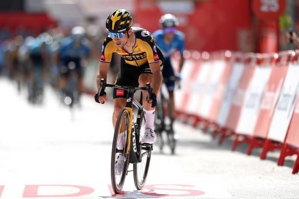 Primoz Roglic of Slovenia and Team Jumbo - Visma sprint at finish line to win the stage during the 76th Tour of Spain 2021, Stage 11 a 133,6km stage...