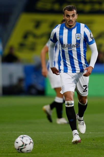 Danel Sinani of Huddersfield Town during the game between Huddersfield Town and Everton in the second round of the Carabao Cup on August 24, 2021 at...