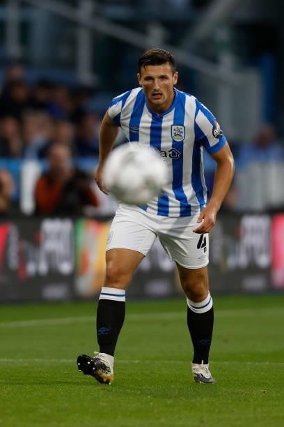 Matty Pearson of Huddersfield Town during the game between Huddersfield Town and Everton in the second round of the Carabao Cup on August 24, 2021 at...