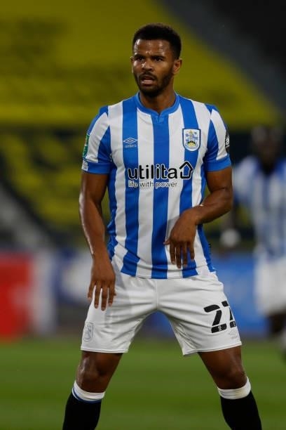 Fraizer Campbell of Huddersfield Town during the game between Huddersfield Town and Everton in the second round of the Carabao Cup on August 24, 2021...