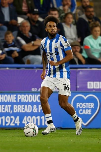 Sorba Thomas of Huddersfield Town during the game between Huddersfield Town and Everton in the second round of the Carabao Cup on August 24, 2021 at...