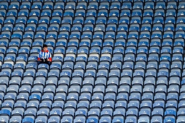 Huddersfield Town sits in the stand before the Carabao Cup Second Round match between Huddersfield Town and Everton at John Smiths Stadium on August...