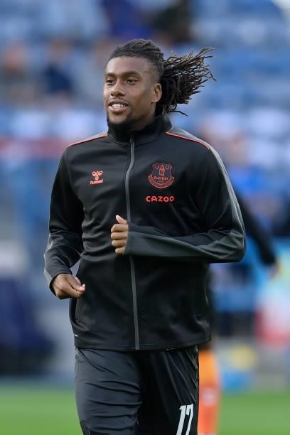 Alex Iwobi of Everton before the Carabao Cup Second Round match between Huddersfield Town and Everton at John Smiths Stadium on August 24 2021 in...